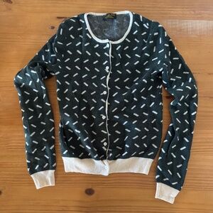 Le Mont Saint Michel, Wool, Geometric Cardigan, Forest Green